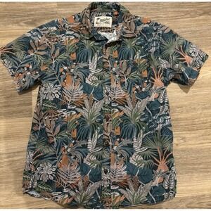 Howler Bros Button Up Shirt Mens Small Mansfield Glades Tropical Palms Reptiles